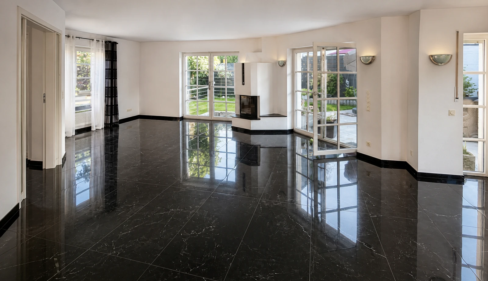 Wohnung · 110 m² in schwarzer Steinoptik – Wohnräume