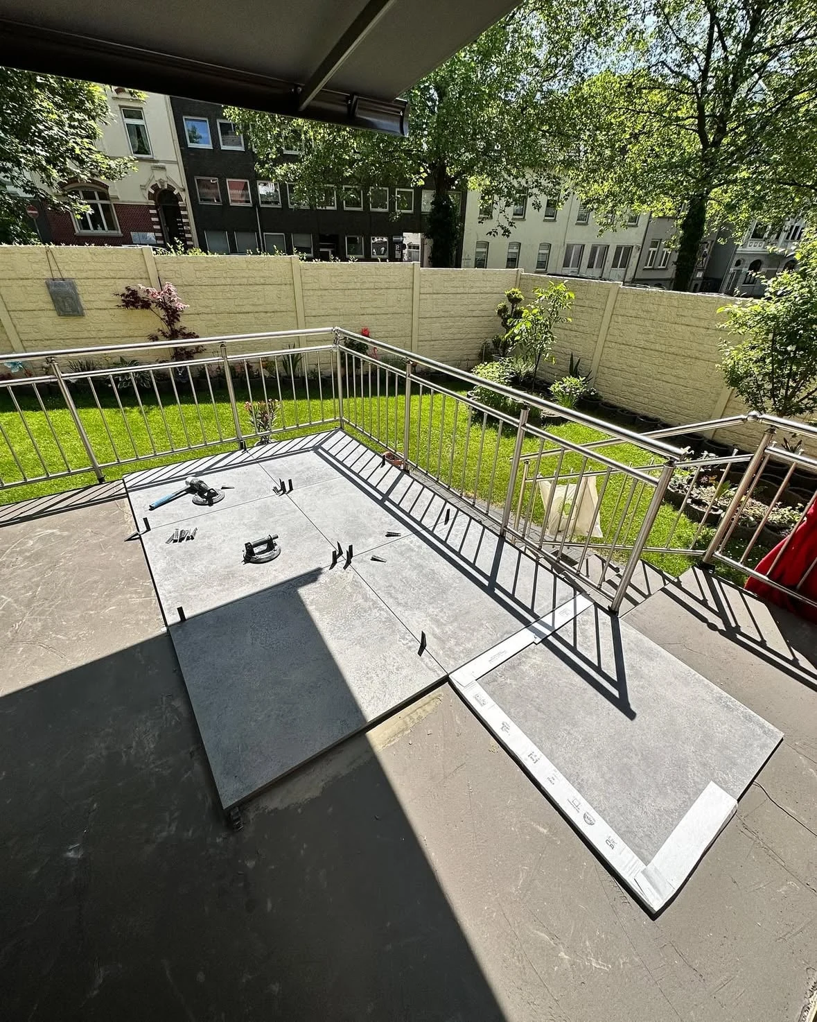 Terrasse · 90 × 90 – Verlegung der 90 × 90 cm großen Terrassenplatten in der Draufsicht